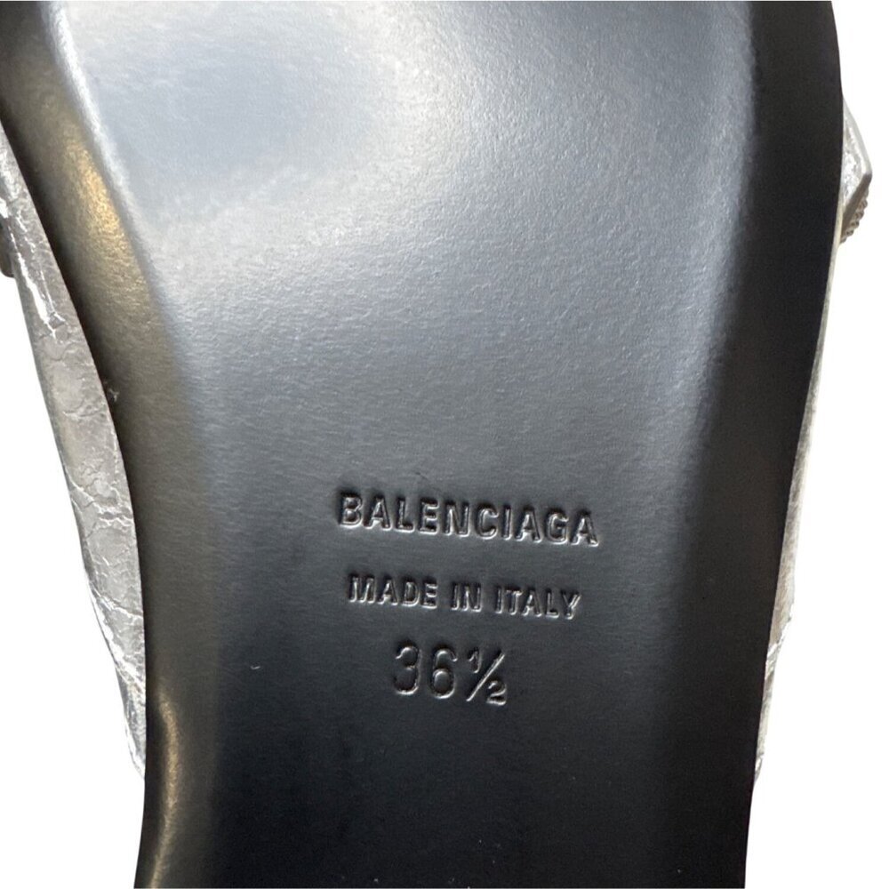 NWT Balenciaga Cagole Embellished Metallic Silver Leather Flats 6.5 US MSRP $890 - Picture 9 of 11